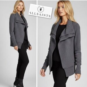 ALL SAINTS SPITALFIELDS Marled Cardigan Sweater Lambswool / Cashmere Blend Sz. 2